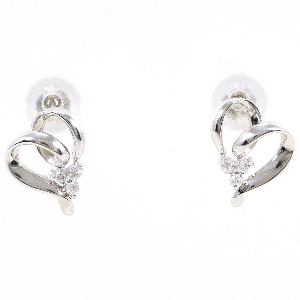 K14 14K WG White Gold Earrings with 0.02ct Diamonds, Total Weight 0.9g, Jewelry
